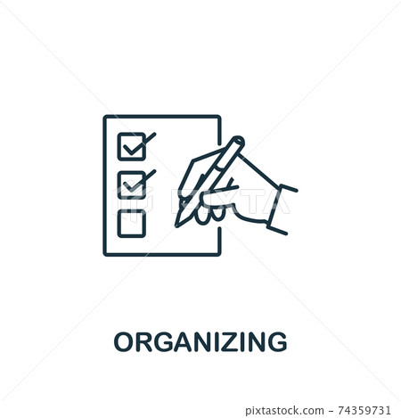 Organizining icon from life skills collection. Simple line Organizining icon for templates, web design and infographics Organizining icon from life skills collection. Simple line Organizining icon for templates, web design and infographics 74359731