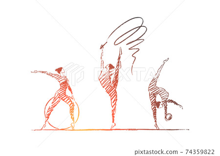 Hand drawn set of gymnasts girls Hand drawn set of gymnasts girls 74359822