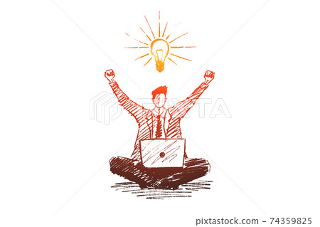 Hand drawn businessman got good idea 74359825