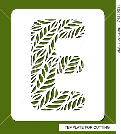 Stencil With The Letter E Made From Leaves Eco Stock Illustration