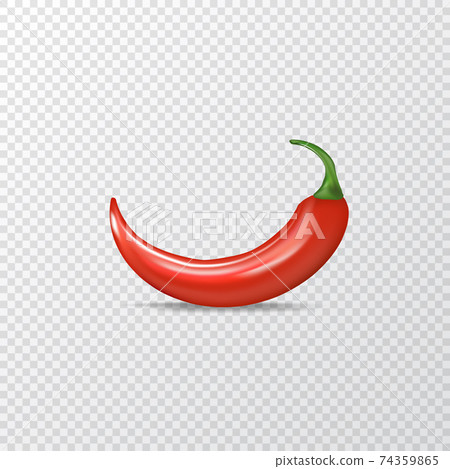 Red hot chili pepper realistic vector illustration. red hot chili pepper lay on transparent background with shadow for labels and logo design 74359865