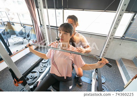 Women training in a personal training gym 74360225