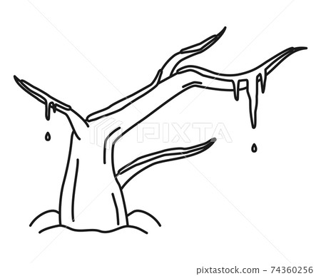 Line art black and white spring tree 74360256