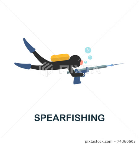 Spearfishing flat icon. Color simple element from diving collection. Creative Spearfishing icon for web design, templates, infographics and more 74360602