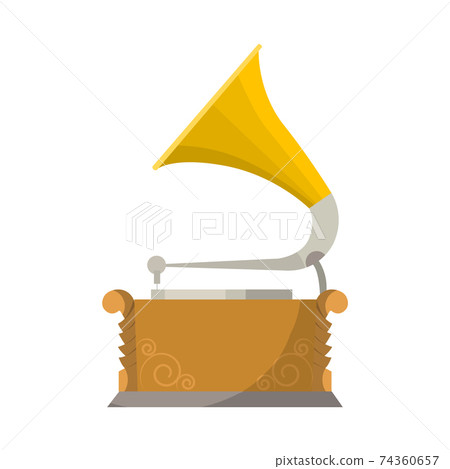 Vintage music object. Retro audio gramophone or turntable. Color symbol design. Vector illustration design template Vintage music object. Retro audio gramophone or turntable. Color symbol design. Vector illustration design template 74360657