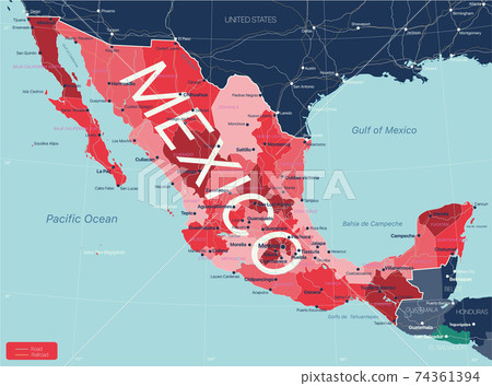 Mexico country detailed editable map 74361394
