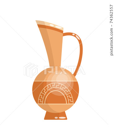 Greek vase in ancient style as template for Interior. Greece culture ceramic urn in traditional color and form. Vector greek antiquity amphora 74362557