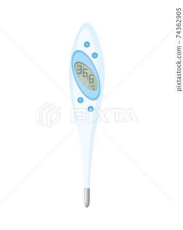 Thermometer icon. Measuring body temperature in vector. Electronic thermometer main prevention coronavirus. Cartoon icon for web design isolated on white background 74362905