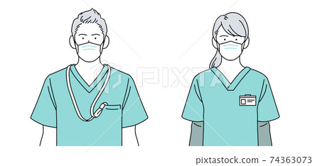 Person illustration nurse male and female identity wearing mask simple nurse aid Person illustration nurse male and female identity wearing mask simple nurse aid 74363073