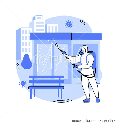 Public place sanitizing abstract concept vector illustration. Public place sanitizing abstract concept vector illustration. 74363147