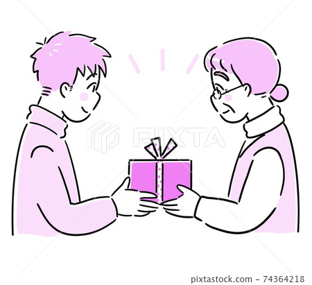 Men and women giving presents 74364218