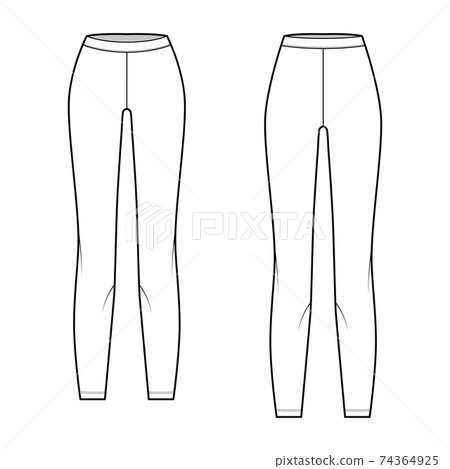 Set of Bike shorts technical fashion illustration with normal, low waist, high rise, thigh length. Flat training pants Set of Bike shorts technical fashion illustration with normal, low waist, high rise, thigh length. Flat training pants 74364925