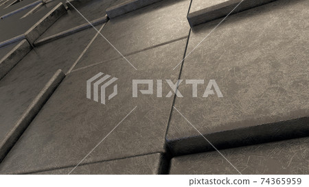 Grey scratched plastic 3d cubes tiles background from perspective view, minimalistic concept. 3d render illustration. Grey scratched plastic 3d cubes tiles background from perspective view, minimalistic concept. 3d render illustration. 74365959