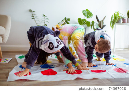 the kids in kigurumi arranged a pajama party 74367028