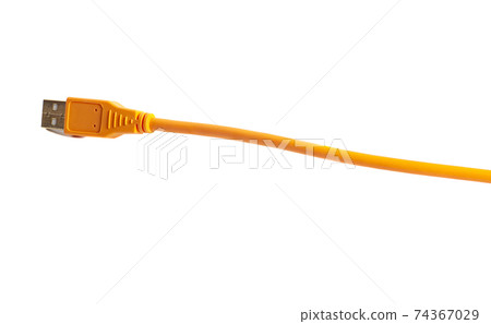 Orange USB cable isolated on white background 74367029