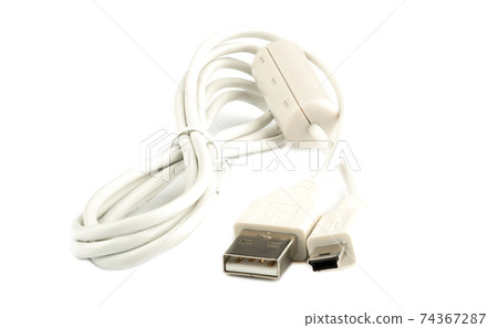 White data cable with ferrite filter and USB connectors. White data cable with ferrite filter and USB connectors. 74367287