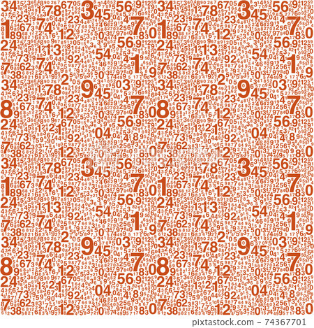 A pattern of digits. Digits of different sizes 74367701
