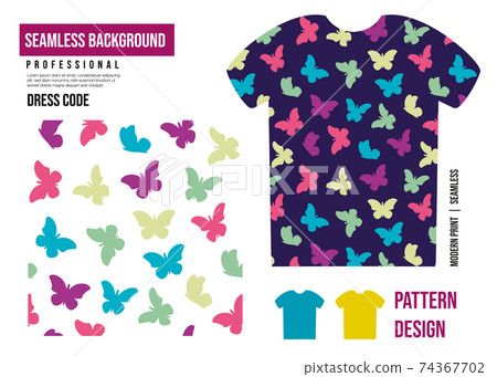 Seamless pattern. Print for clothes. Patterns for packaging. Pattern of butterflies or moths 74367702