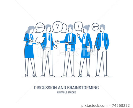 Discussion and brainstorming in team concept. Discussion and brainstorming in team concept. 74368252