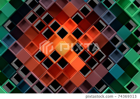 Abstract geometric pattern or background made of chaotic square surface polygons Abstract geometric pattern or background made of chaotic square surface polygons 74369313