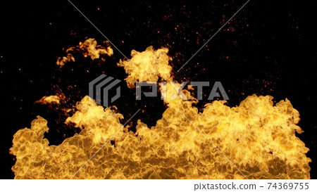 3D Abstract Flame Wall Background on Black 3D Abstract Flame Wall Background on Black 74369755
