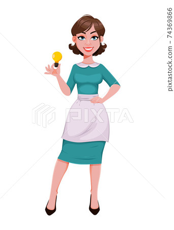 Cheerful housekeeper, mother, beautiful woman Cheerful housekeeper, mother, beautiful woman 74369866