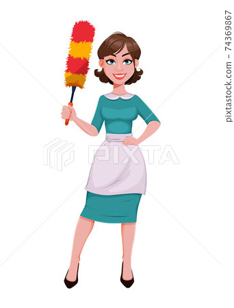 Cheerful housekeeper, mother, beautiful woman Cheerful housekeeper, mother, beautiful woman 74369867