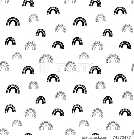 Rainbow seamless pattern, black and white hand-drawn arc doodle digital paper, abstract rainbows repeating background, the monochrome band of color vector wallpaper, cute bow decorative element Rainbow seamless pattern, black and white hand-drawn arc doodle digital paper, abstract rainbows repeating background, the monochrome band of color vector wallpaper, cute bow decorative element 74370477