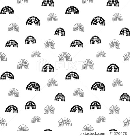 Rainbow seamless pattern, black and white hand-drawn arc doodle digital paper, abstract rainbows repeating background, the monochrome band of color vector wallpaper, cute bow decorative element Rainbow seamless pattern, black and white hand-drawn arc doodle digital paper, abstract rainbows repeating background, the monochrome band of color vector wallpaper, cute bow decorative element 74370478