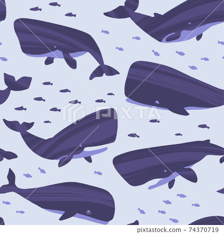 Decorative vector seamless pattern with whales.... - Stock Illustration ...