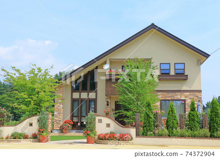 Detached house with lush greenery 74372904