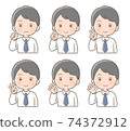 Male facial expression finger pose illustration 74372912