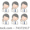 Male facial expression finger pose illustration 74372917