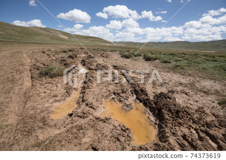 Hell road to be stucked on hihg altitude lakeside 74373619
