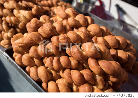 Chinese traditional street breakfast food,bread twist  (mahua) 74373825
