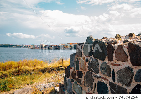 Black sea and Sozopol old town in Bulgaria 74374254