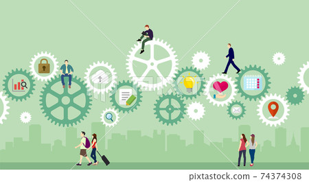 Gear / Gear and People's Everyday Life (IT / Technology / Business Image) Vector Banner Illustration Gear / Gear and People's Everyday Life (IT / Technology / Business Image) Vector Banner Illustration 74374308