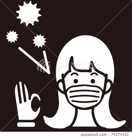 Mask female pollen virus disease prevention hay fever icon illustration 74374381