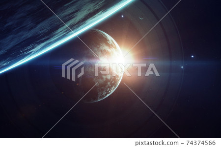 Deep space imagination, planets, stars and galaxies in endless universe Elements of this image furnished by NASA 74374566