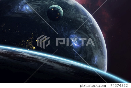 Space art, incredibly beautiful science fiction wallpaper. Endless universe. Elements of this image furnished by NASA 74374822