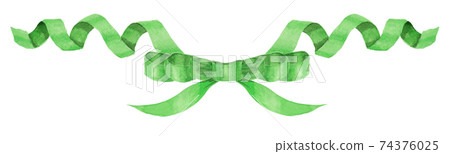 Watercolor illustration of green ribbon 74376025