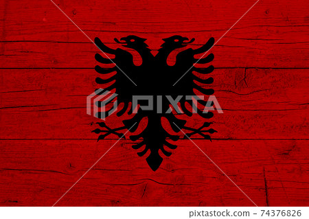 Flag of Albania. Wooden texture of the flag of Albania Flag of Albania. Wooden texture of the flag of Albania 74376826