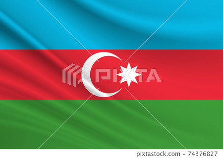 Flag of Azerbaijan. Fabric texture of the flag of Azerbaijan Flag of Azerbaijan. Fabric texture of the flag of Azerbaijan 74376827