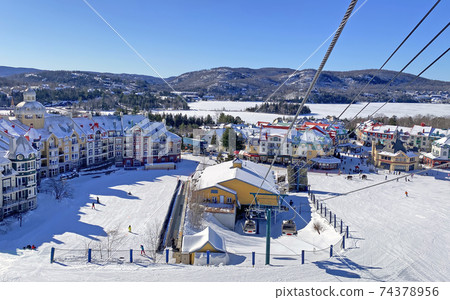 ont and Lake Tremblant village resort in winter, Quebec, Canada ont and Lake Tremblant village resort in winter, Quebec, Canada 74378956