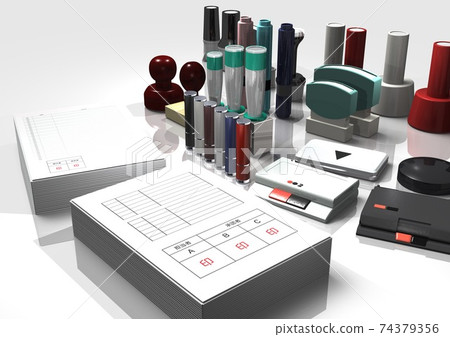 Stamp stamp, stamp stamp abolition, stamp removal stamp stamp abolition image (3DCG) 74379356