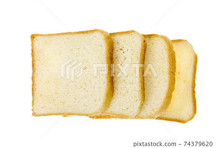 Pieces of square toast wheat bread isolated on white background. Pieces of square toast wheat bread isolated on white background. 74379620