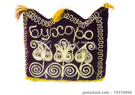 National uzbek handicraft embroidery fabric. Studio Photo 74379999