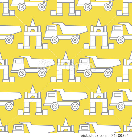 Vector seamless pattern kid toys Dump truck blocks 74380825