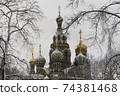 Savior on blood in St. Petersburg in winter 74381468