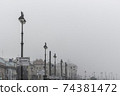 Lights on the embankment of Lieutenant Schmidt in St. Petersburg 74381472